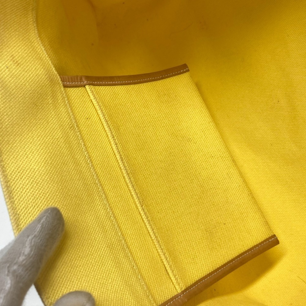 HERMES Etrivier Elan Tote Bag Shoulder Leather Canvas Women's Yellow D-241018-16 - Picture 10 of 13